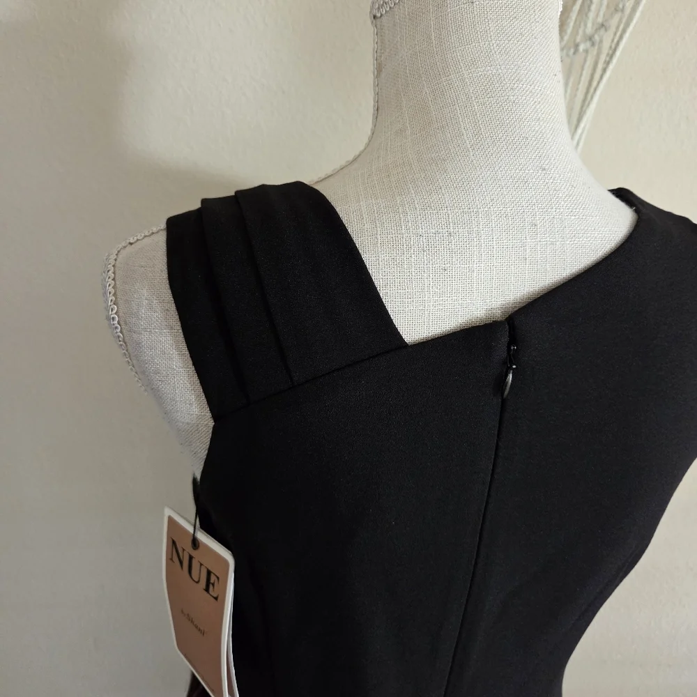 Nue By Shani Black Asymmetrical Sheath Mini Dress Size 6 NWT $290 Embelished - Picture 6 of 13